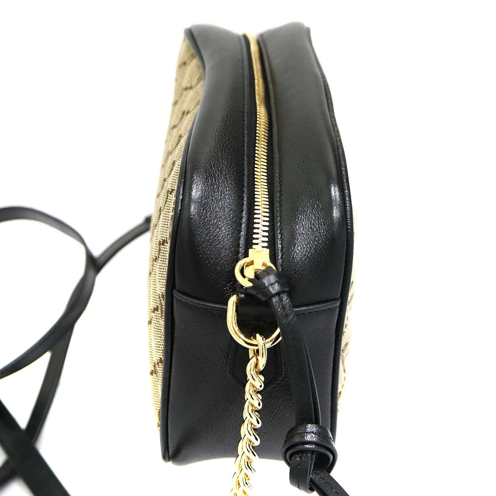 Gucci Marmont Canvas Black Beige Shoulder GG Bag Leather - Picture 4 of 6